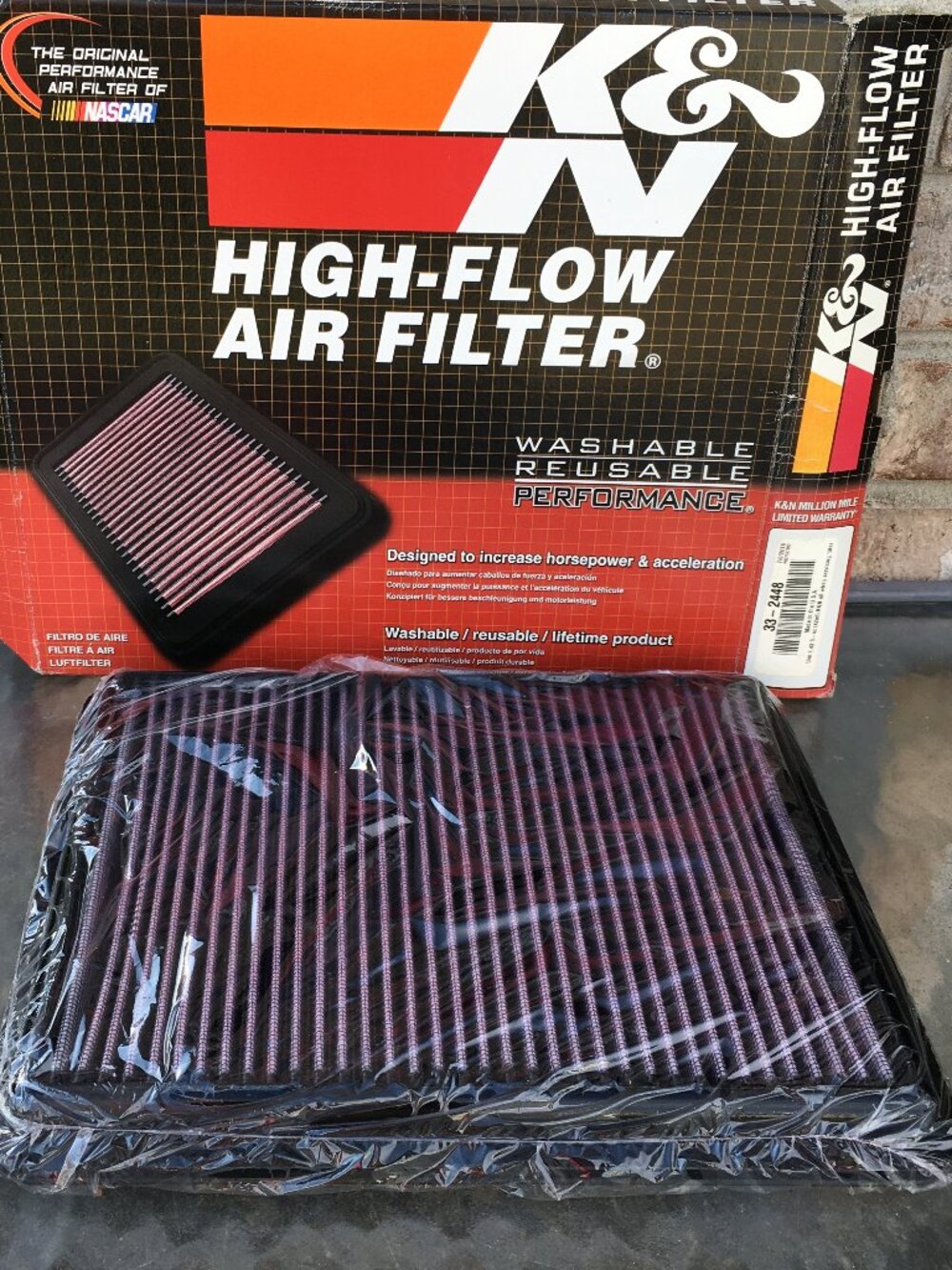 K&N Washable Reuseable Performance High-Flow Air Filter 33-2448 NEW